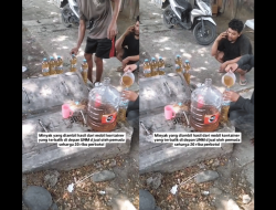 Pemuda Jual Minyak Goreng Hasil Dari Truk Kontainer yang Terguling