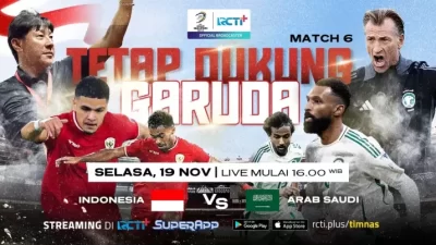 RCTI+ SuperApp Siapkan Siaran Langsung Pertandingan Timnas Indonesia melawan Arab Saudi