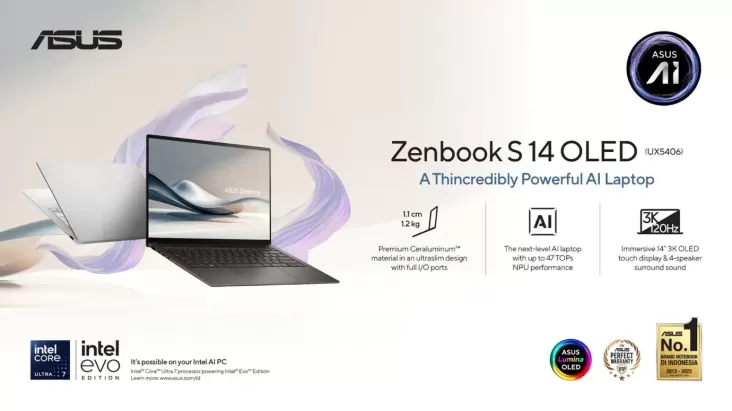 "ASUS Zenbook S 14 OLED UX5406, Laptop yang Bikin Pecinta Kebutuhan Tipis Makin Bergaya"