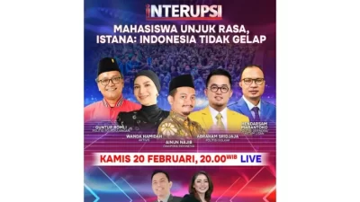 Saksikan INTERUPSI Mahasiswa Unjuk Rasa, Istana: Indonesia Tidak Gelap sama-sama Ariyo Ardi, Anisha Dasuki, Guntur Romli, Wanda Hamidah, Ainun Najib, Waktu petang Ini, Live di dalam area iNews