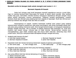 40 Soal PAS Bahasa Indonesia Kelas 3 2025, Kunci Jawaban Semester 1