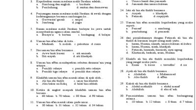 40 Soal Ujian Madrasah UM SKI Kelas 6 MI Terbaru dengan Kunci Jawaban